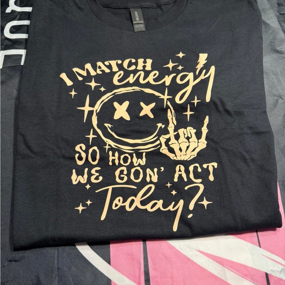 Black Graphic Tee with Gold Print